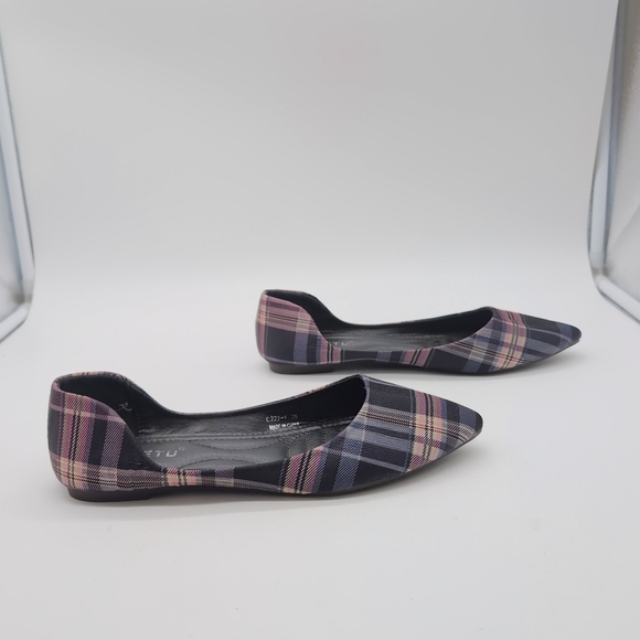 Siketu Sz 8.5 Plaid Flats - Purple Pink Black - Picture 6 of 8